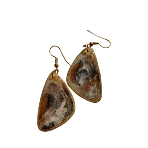 گوشواره رزینی طرح دار عقیق جاسپر کد AA0001