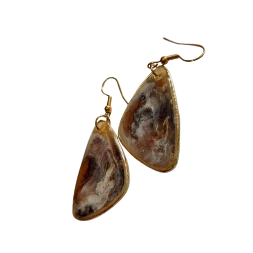 گوشواره رزینی طرح دار عقیق جاسپر کد AA0001