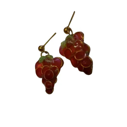 گوشواره رزینی طرح خوشه انگور قرمز کد AA0004