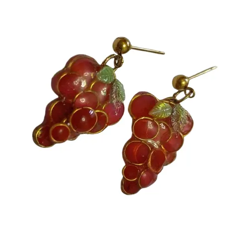 گوشواره رزینی طرح خوشه انگور قرمز کد AA0004