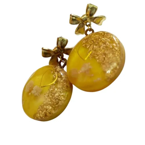 گوشواره رزینی طرح طلای زرد کد AA0006